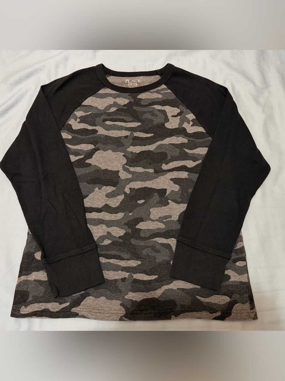 Place Black & Gray Camo Long Sleeve Raglan Tee